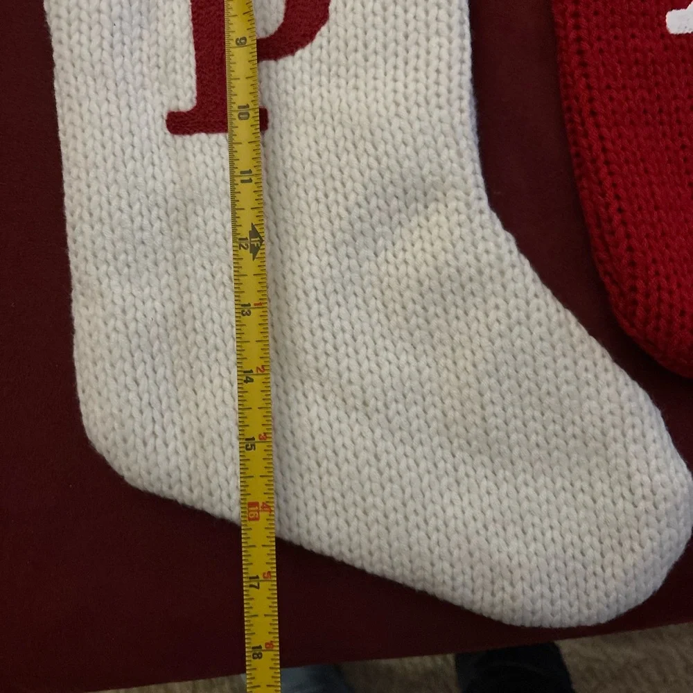 Target Red and White Knit Stockings with 'P' Design